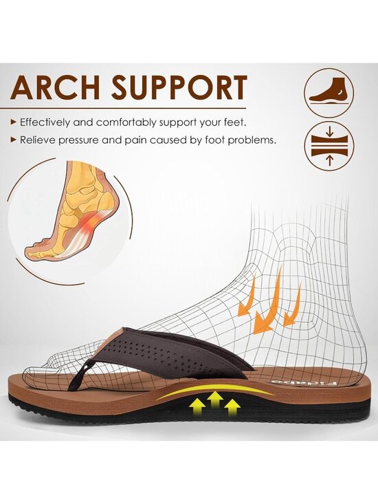 Men\'s Brown Flip Flops With Arch Support Comfortable Yoga Mat Sandals Casual main image 6